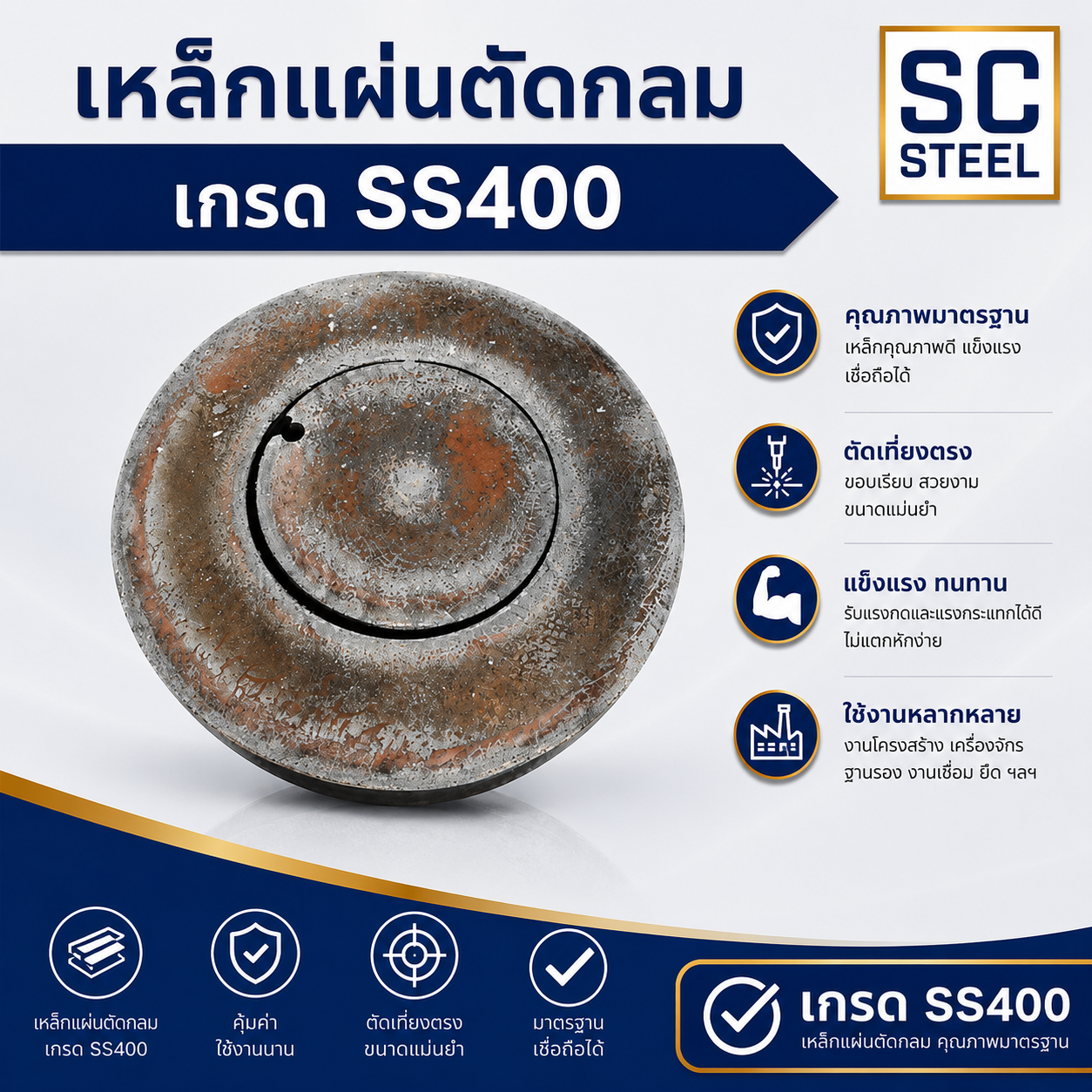 เหล็กแผ่นตัดกลม SS400