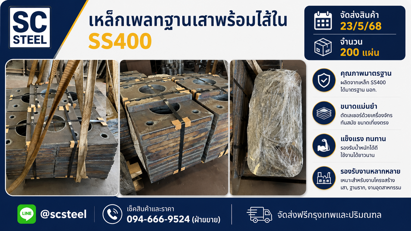 ภาพหลักของผลงาน: เหล็กเพลทฐานเสา 200 แผ่น